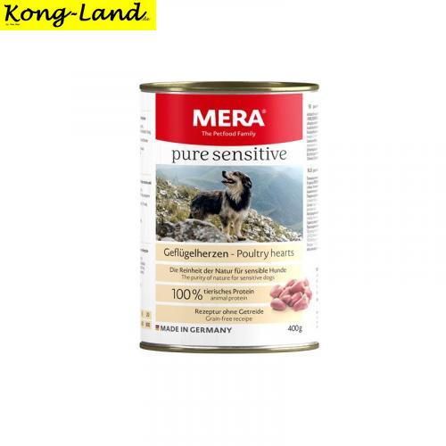 6 x Mera Dog Pure Sensitive Meat Geflgelherzen 400g-Dose