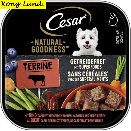 16 x Cesar Schale Natural Goodness Terrine Getreidefrei Superfoods Rind 100g