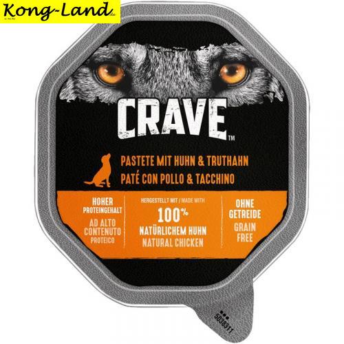 14 x Crave Dog Schale Pastete mit Huhn & Truthahn 150g