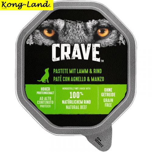 14 x Crave Dog Schale Pastete mit Lamm & Rind 150g