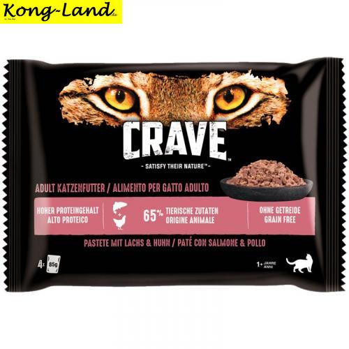 Crave Cat Frischbeutel mit Lachs & Huhn 4 x 85g Multipack