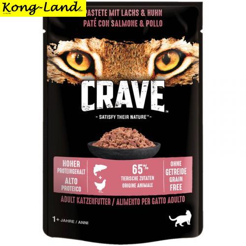 24 x Crave Cat Frischbeutel Pastete Lachs & Huhn 85 g