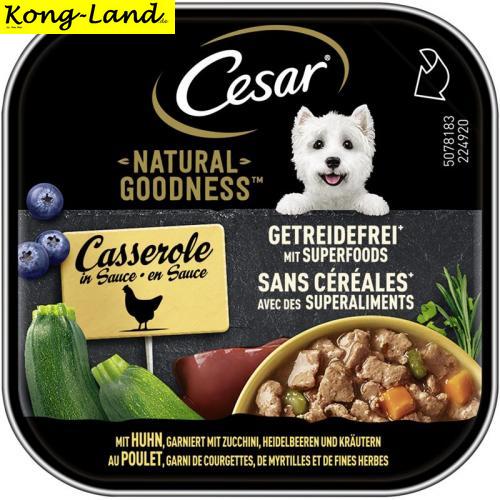 16 x Cesar Schale Natural Goodness Casserole in Sauce Getreidefrei Superfoods Huhn 100g