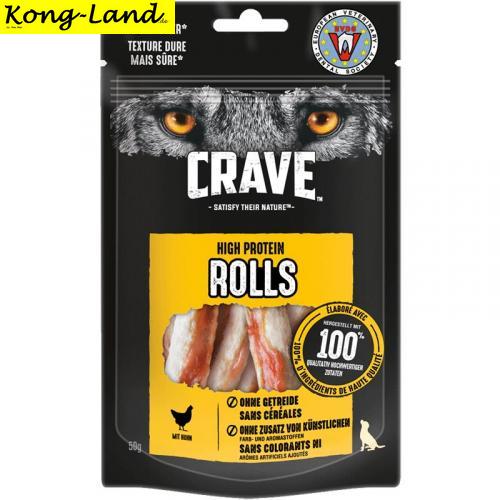 8 x Crave Dog Snack High Protein Rolls Huhn 50 g