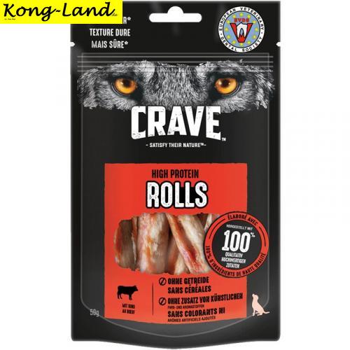 8 x Crave Dog Snack High Protein Rolls Rind 50 g