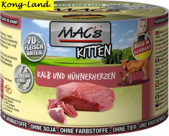 6 x MACs Cat Kitten Kalb & Hhnerherzen 200g