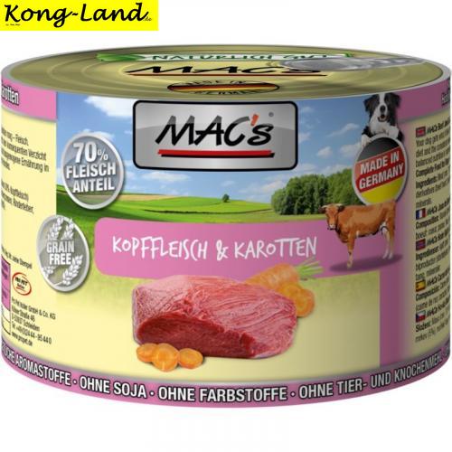 6 x MACs Dog Kopffleisch & Karotten 200g